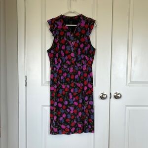 J. Crew Floral Midi Dress - Black, Red, Purple